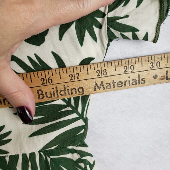 BloomChic Size 22 Ruffle Sleeve Midi Dress Green Tropical Palm Print Beach - Picture 6 of 9